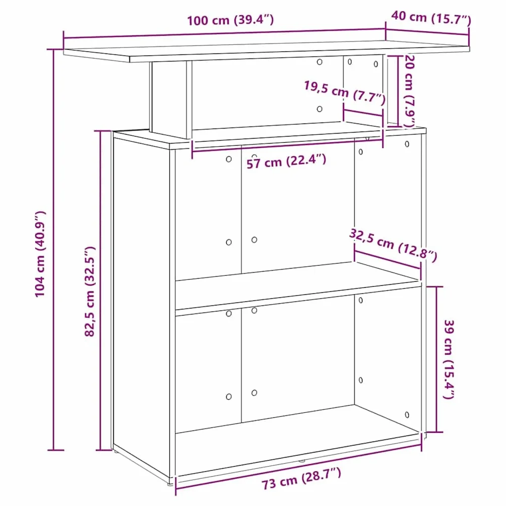 VidaXL Mostrador Recepción Negro 100x40x104 cm Madera Ingeniería