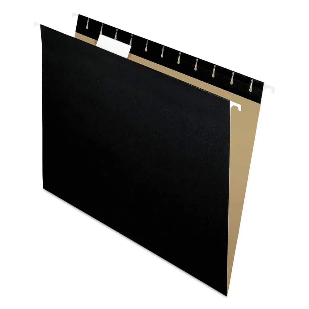 Para colgar carpetas de archivo, 1/5 Tab, carta, negro, 25/caja, se vende como 25 cada