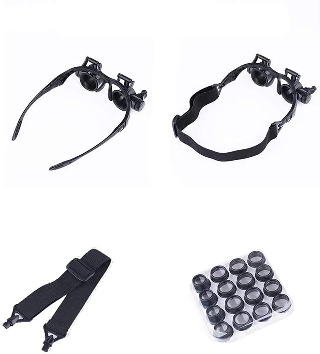 MRKU Lupa Ligera montada en la Cabeza con luz LED para reparación de Relojes y Aumento de tasación de antigüedades