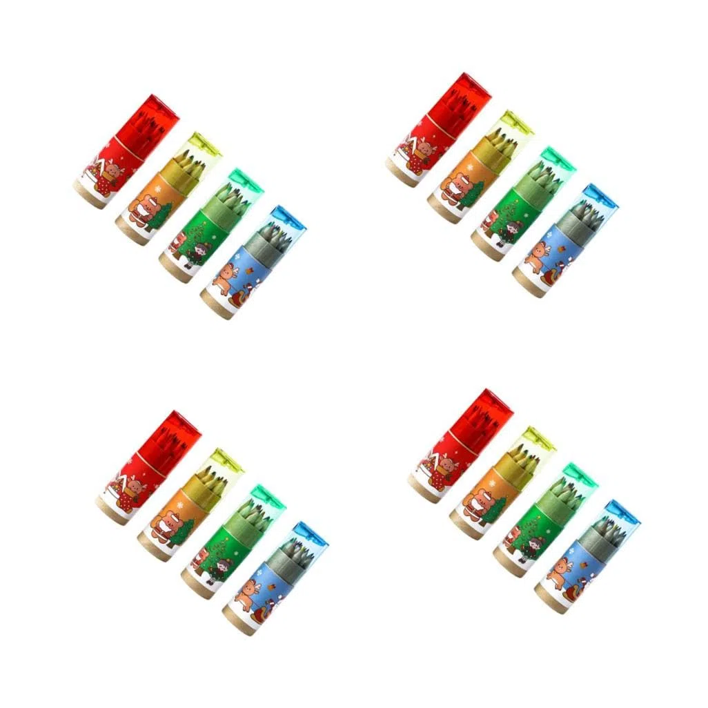 SHINEOFI Lápices Navideños Para Alumnos 12 Lápices De Escuela Navidad Cajas Aula Cuberterias Resistentes Al Agua De Dibujo Domésticos Madera 4 Cajas*4