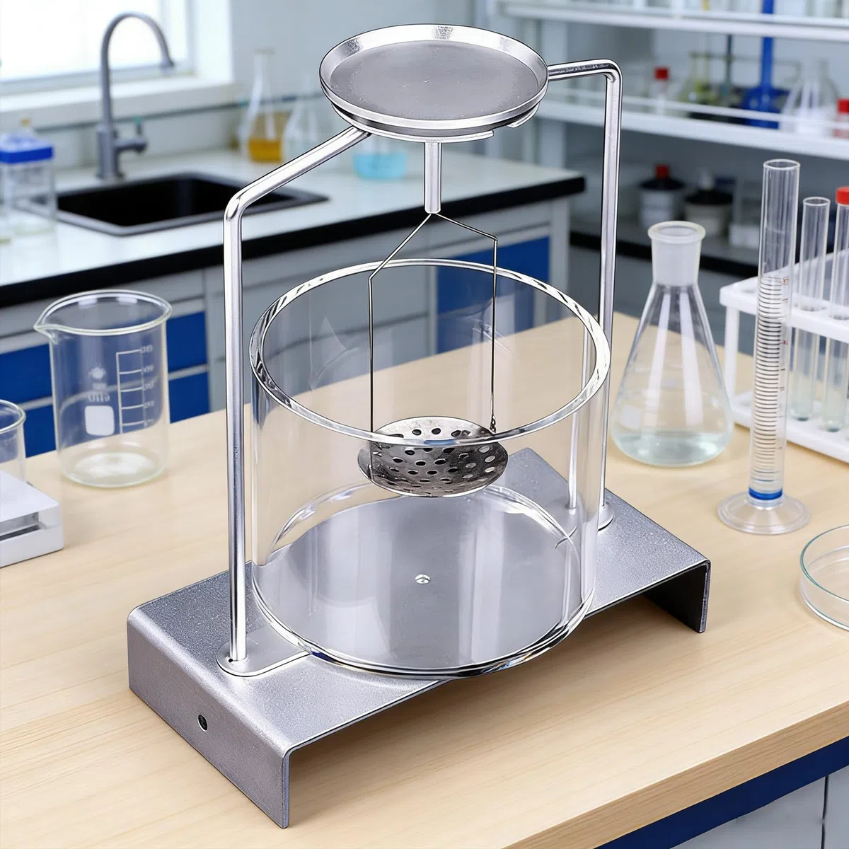 Kit de determinación de densidad de precisión para líquidos y sólidos, equipo de prueba no destructivo con dispositivo de pesaje de agua sin gas