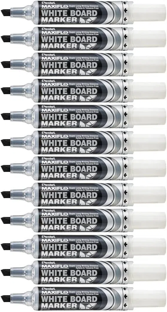 Pentel Maxiflo Borrado en Seco Punta Plana Rotulador - Negro