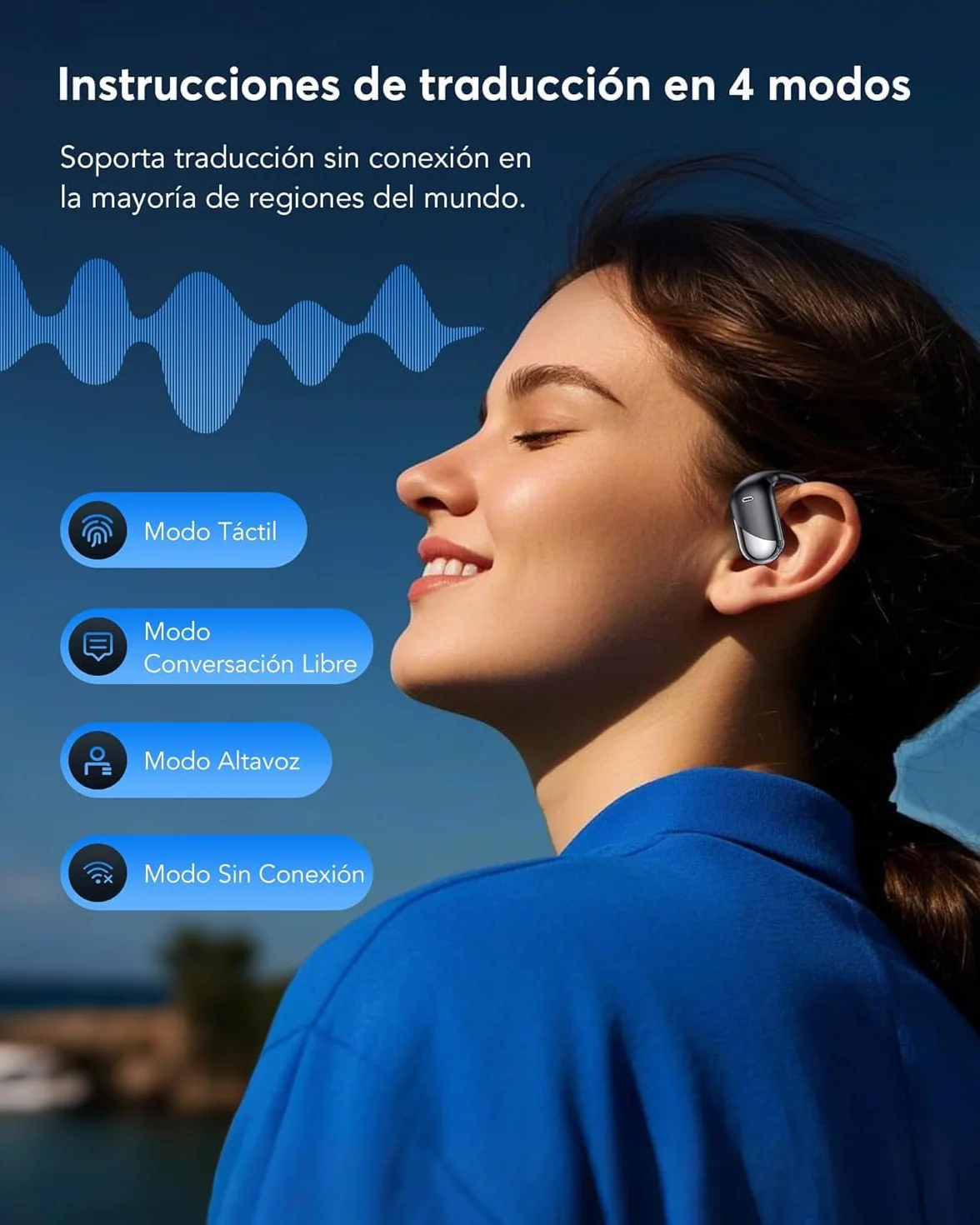 Paekole Auriculares Traductor en Tiempo Real con IA 3 en 1, Traductor Instantáneo de Voz para 198 Idiomas y Acentos (Español Inglés), Cascos Bluetooth Abiertos con Estuche de Carg