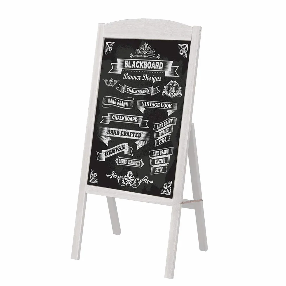 UNHO Pizarra de Madera de Pie, Pizarra de Tiza Magnética Plegable para Menú Anuncios Promociones, Gris