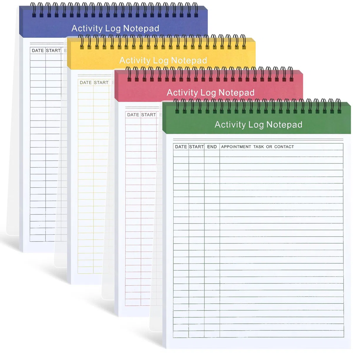 Kisston 4 bloc de notas de actividad diaria de 8.5 x 11 pulgadas, cuaderno de planificación de tareas diarias, cuaderno de planificación, cuaderno de registro encuadernado en espiral para el trabajo,