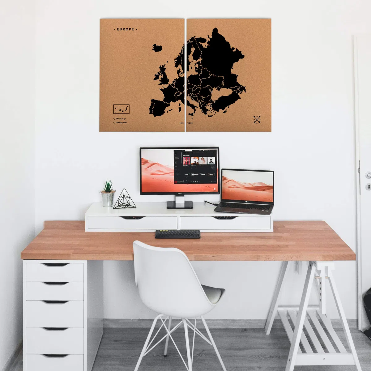 Miss Wood Woody Map XXL - Mapa del Mundo de Corcho con diseño Europa, Color Negro