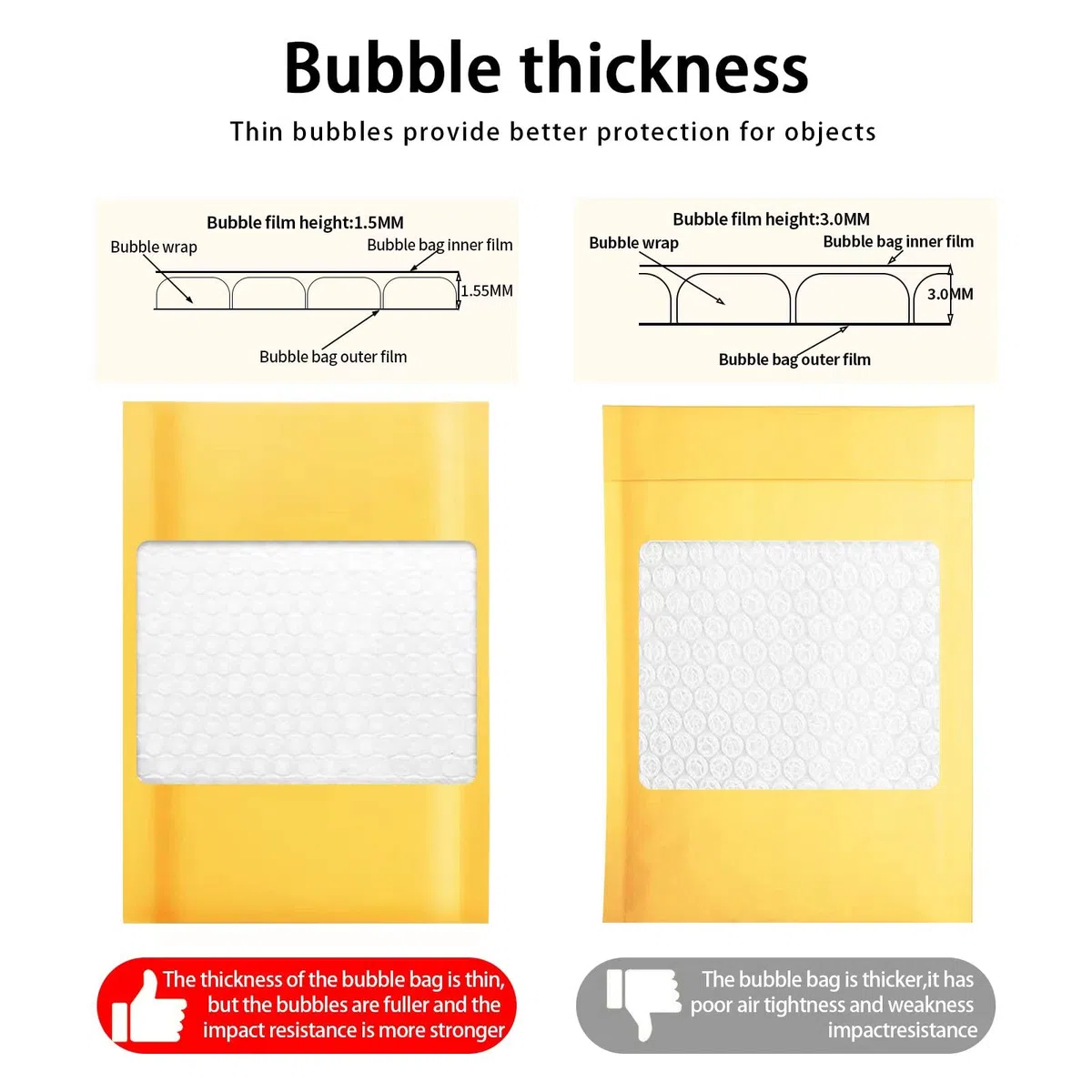 Dasen Sobres Kraft de Papel de Burbujas para Embalaje de Envíos de 6 x 9 pulgadas, 50 unidades, pequeñas bolsas de correo autosellantes, sobres acolchados amarillos #000