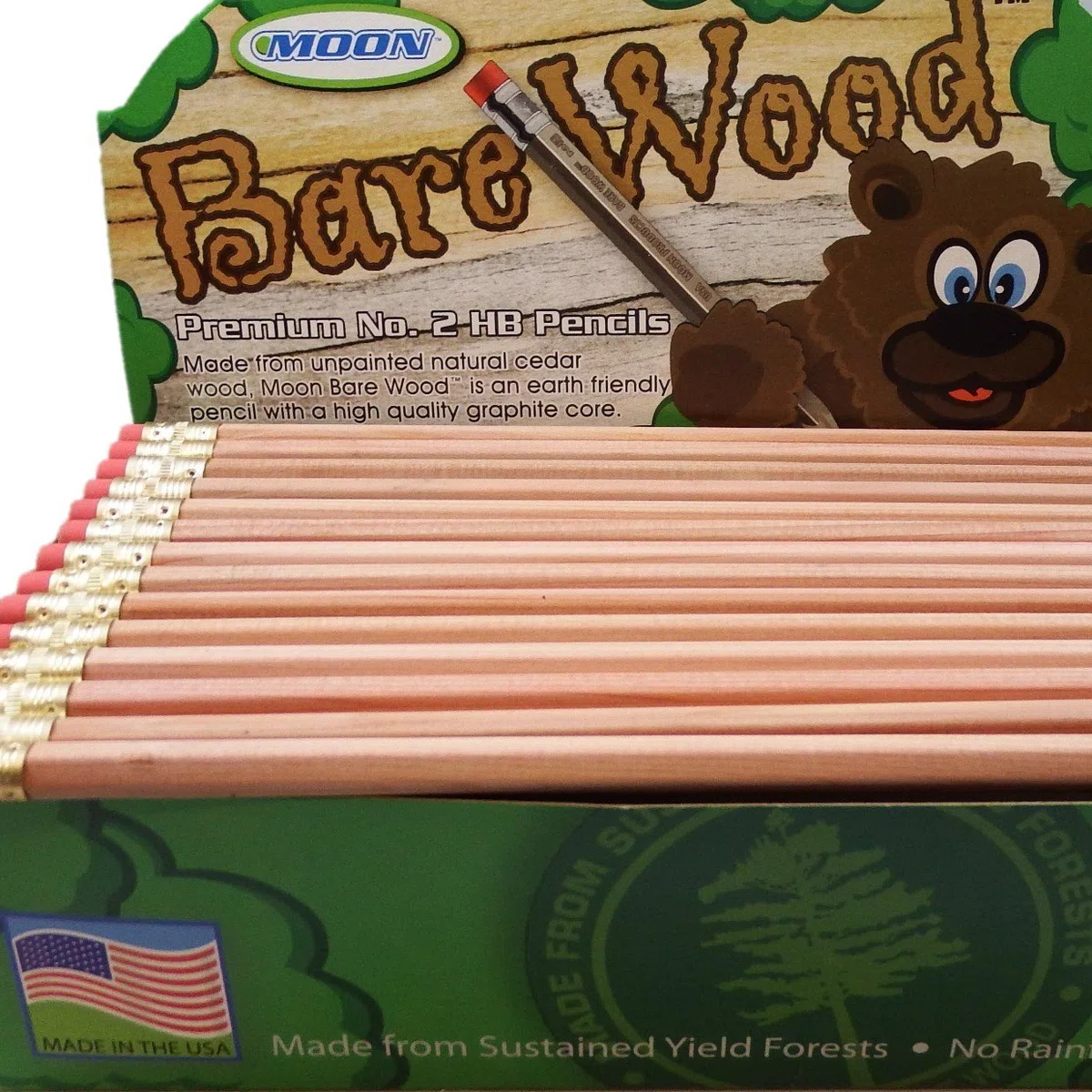 Moon Products - Lápices de madera natural premium con número 2 HB (144 lápices)