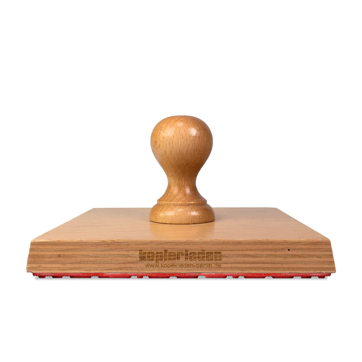 Sello de madera grande de 14 x 14 cm con texto y logotipo personalizado. Personaliza tu propio sello con tus propios motivos – opcional con almohadilla de tinta