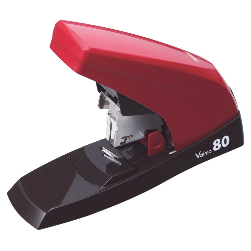 Grapadora Manual MAX VAIMO 80 VFL con grapado plano, roja