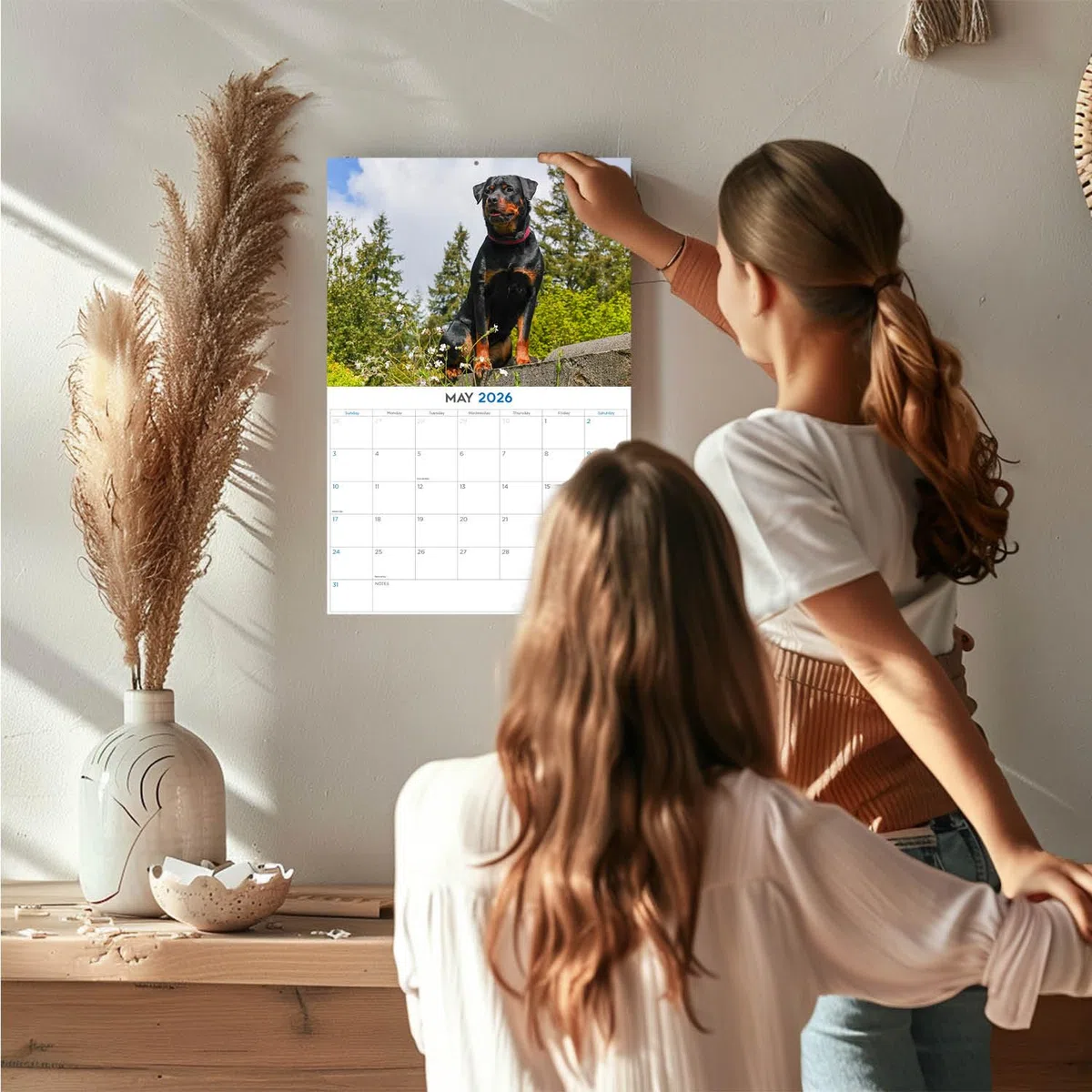 Rottweiler Calendario 2024 2025 – Calendario mensual de pared de raza de perro – 12 x 18 pulgadas abierto – Papel grueso que no se corre – Regalo – Calendario académico para profesores, organización y