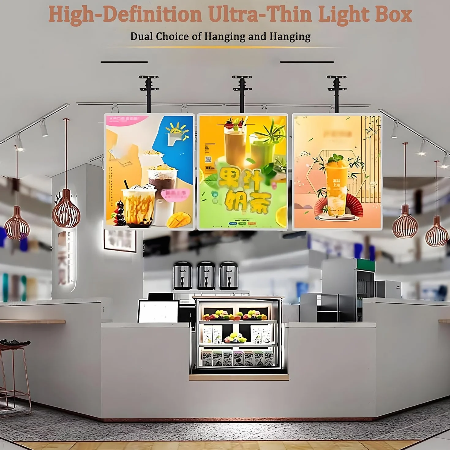Caja de luz publicitaria iluminada para exhibición de tablero de menú, cartel de valla publicitaria montado en la pared para restaurante, tienda de comida rápida, fácil instalación