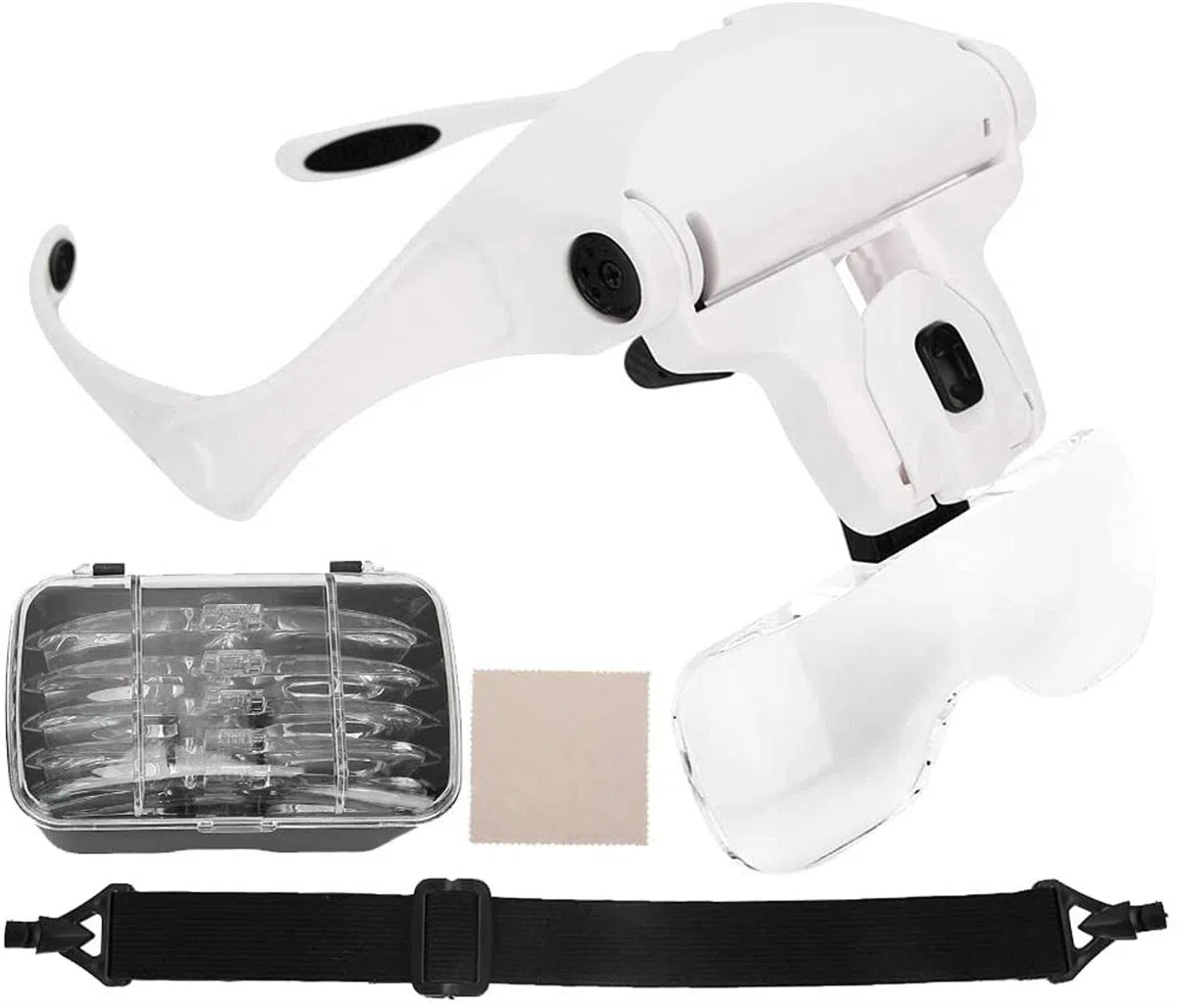 Lupa, Lupas - Diadema para La Cabeza con Luz Led Ajustable, Lupa para Trabajos De Precisión, Lupa De Joyero, Artesanía, Reparación De Relojes, Estabilización