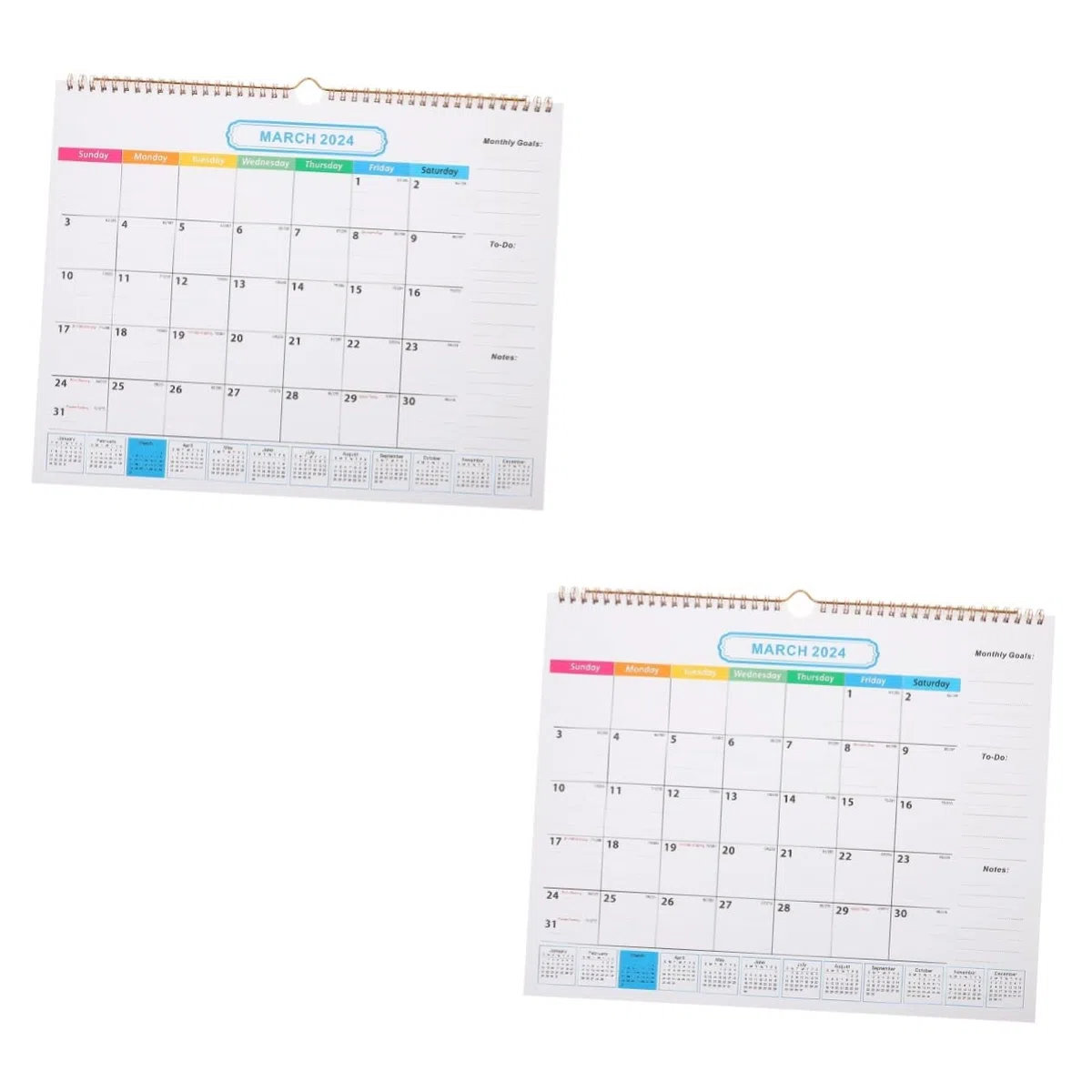 VILLCASE 2piezas Calendario De Pared Mensual Desgarrable Espacio Para Anotaciones Para Hogar y Oficina Calendario Colgante Diseño Creativo y Práctico