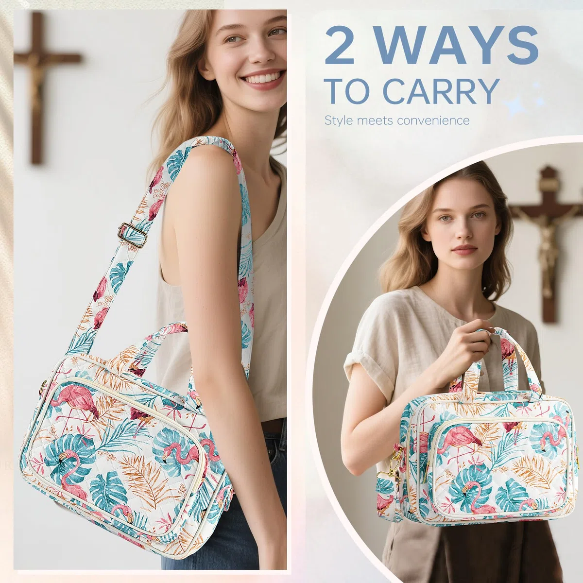 Funda de la Biblia para mujer, suministros de estudio de la Biblia, artículos esenciales para el campamento de la iglesia, regalos cristianos para mujeres, kit de diario, funda acolchada grande para