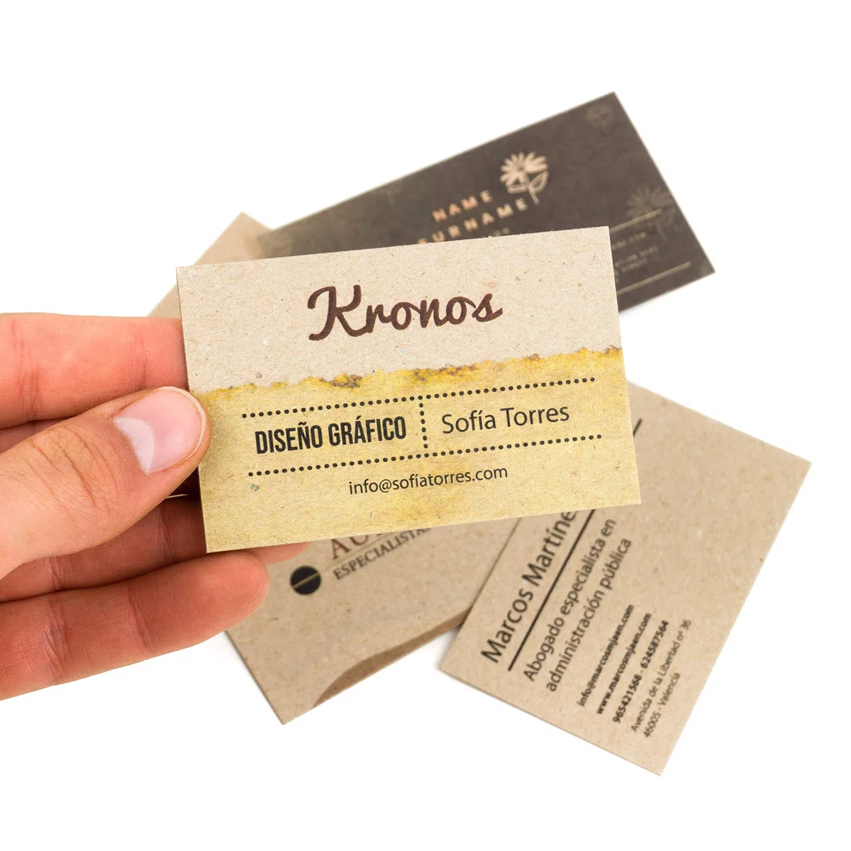 250 Tarjetas de visita personalizadas impresas doble cara, premium, cartón reciclado grueso 450 g, papel kraft premium, vintage y originales, 55x85 mm