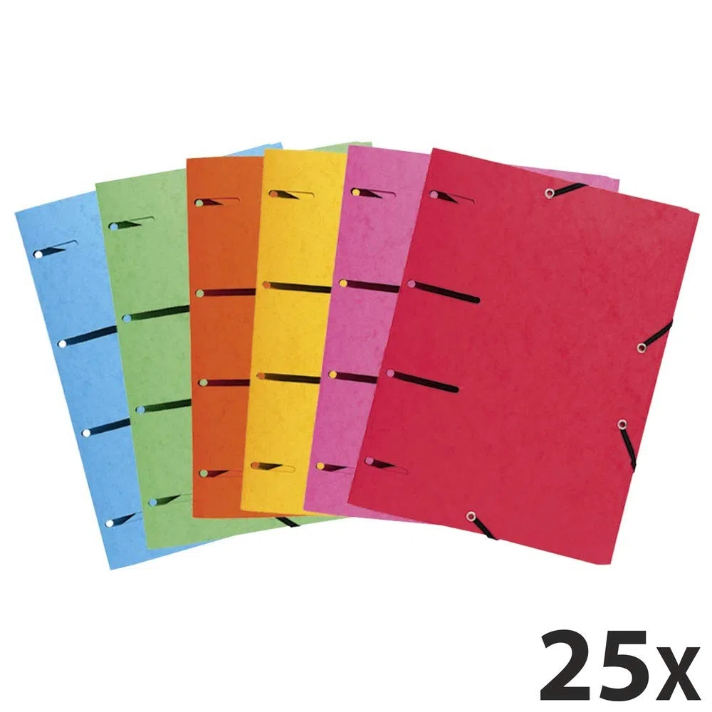 Exacompta Punchy - Pack de 25 carpetas con gomas y 3 solapas perforadas, 24 x 32 cm