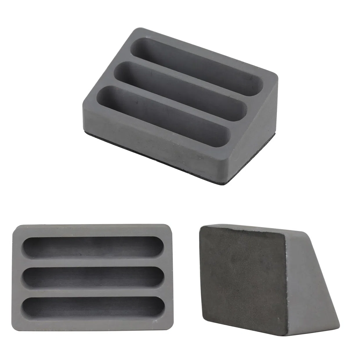FREELOVE Tarjetero de escritorio, hormigón, hecho a mano, 3 escaleras, 3 ranuras, se adapta a 30-50 tarjetas de visita, peso de piedra, acabado suave, base EVA, organizador de escritorio de oficina