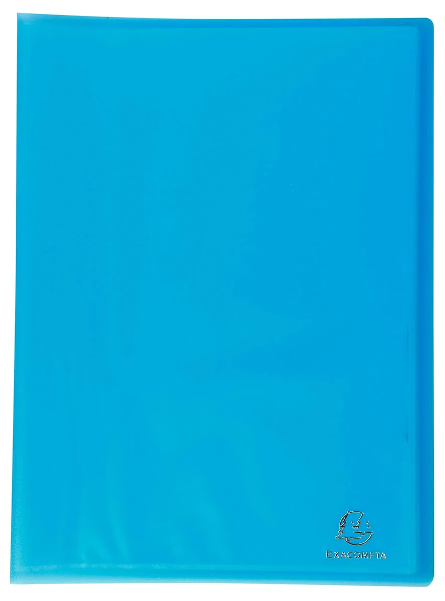Exacompta - Ref. 85468E - Cartón de 12 protectores de documentos de cromalina, 40 fundas de cristal liso, 80 vistas, para A4, 24 x 32 cm, cubierta de polipro translúcido semirrígido, color turquesa