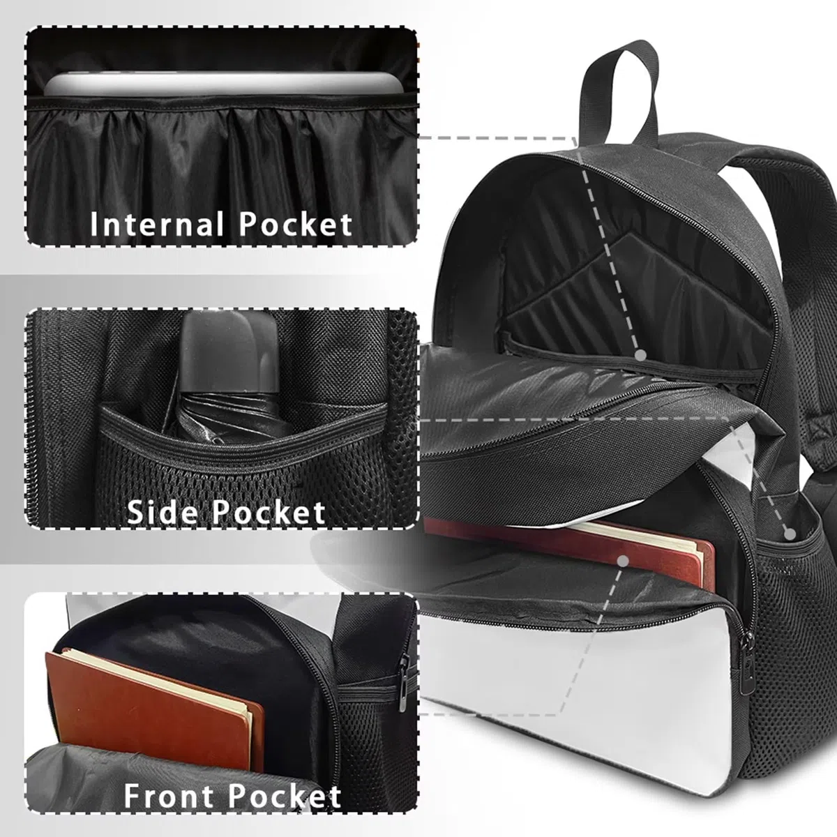 POLERO Juego de 3 bolsas escolares con impresión 3D para el almuerzo, estuche para lápices, Caballo marrón, Talla única, Mochila infantil
