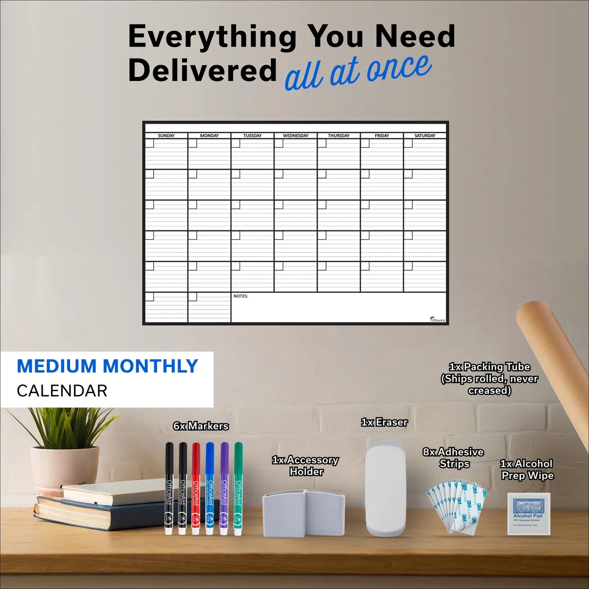 Calendario grande de borrado en seco para pared de 24 x 36 pulgadas, oficina familiar gigante, grande, reutilizable, planificador mensual borrable, pizarra blanca enrollada, calendario de borrado en