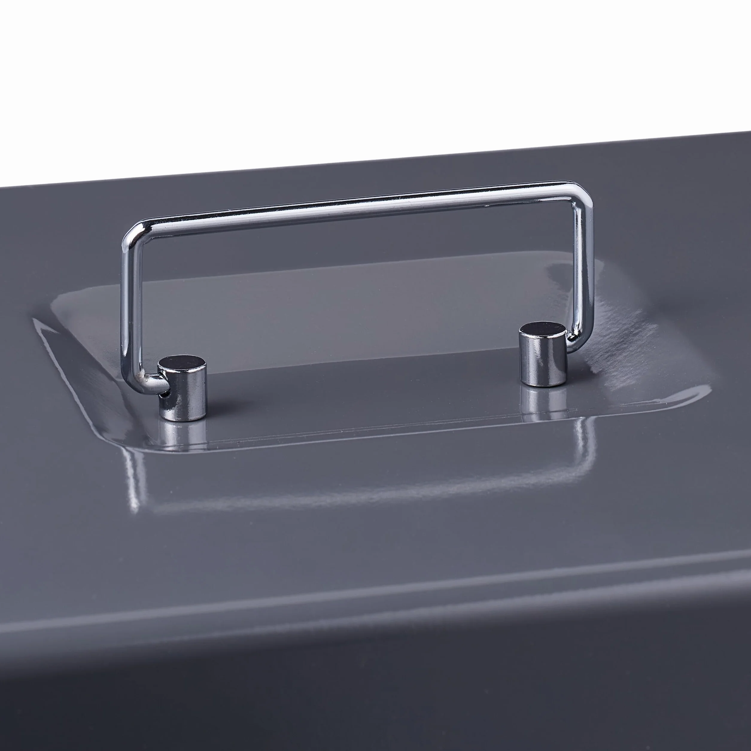 Relaxdays Caja de Dinero, con Cerradura, Hierro, Bandeja para Monedas y 4 Espacios para Billetes, 8,5x30,5x24,5 cm, Gris