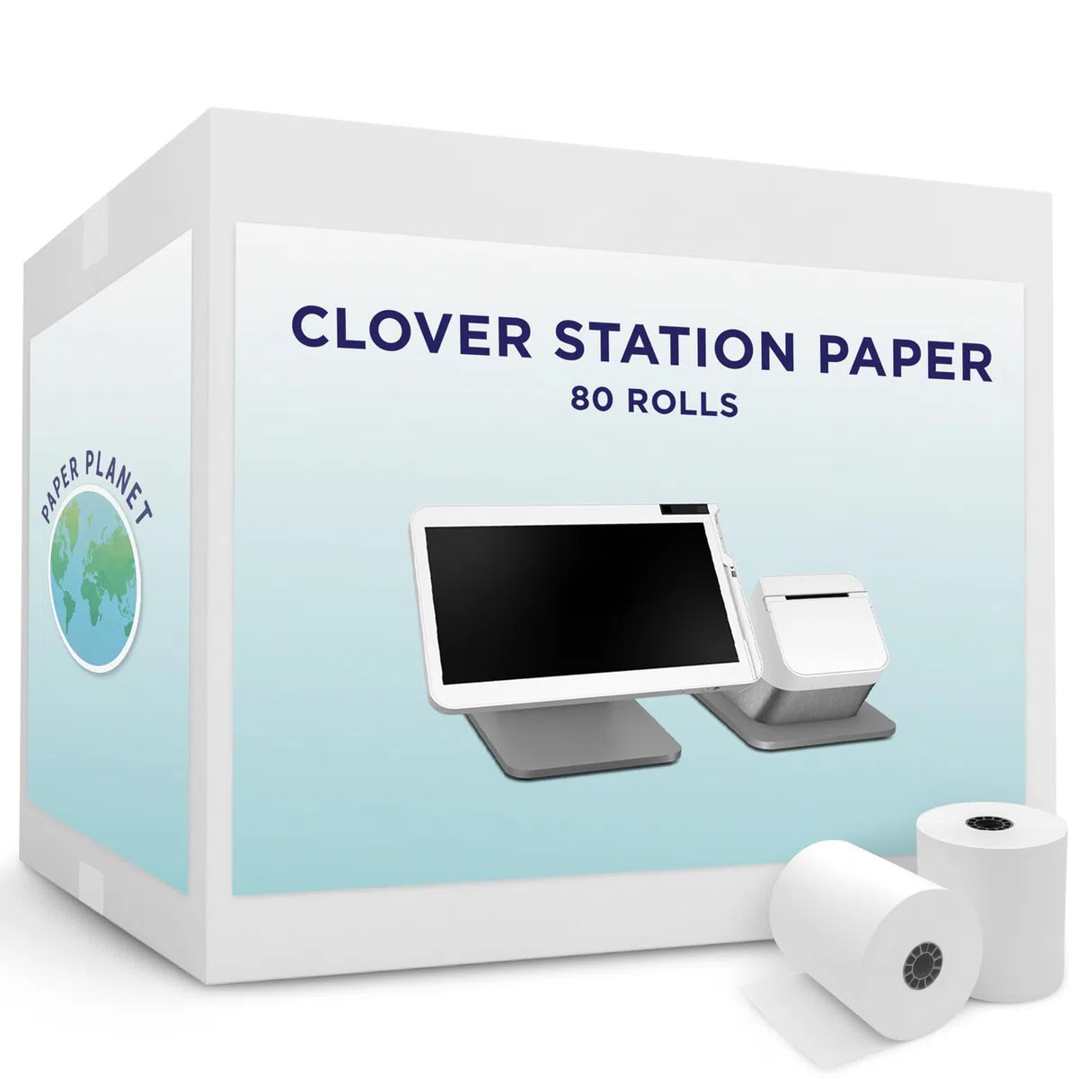 Papel térmico para Clover POS (impresora térmica Clover Station) de Paper Planet | Rollos de papel de recibo de tarjeta de crédito para Clover C500 C501 C503 C100 P100 | 80 rollos