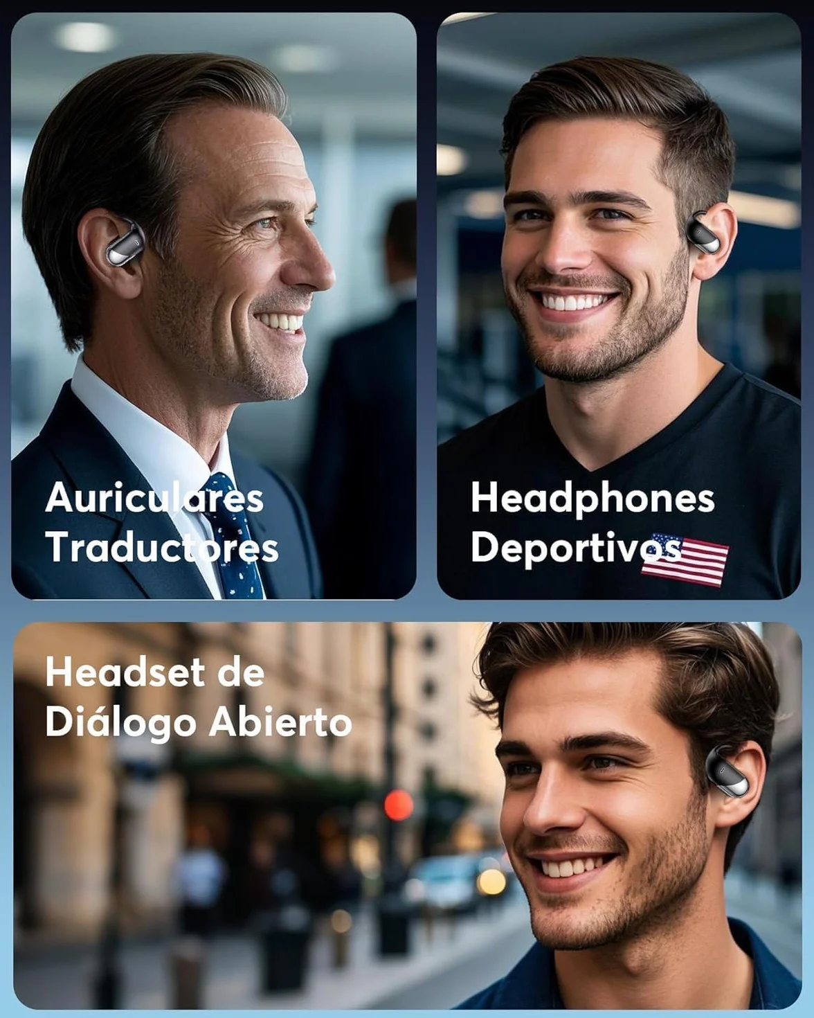 Paekole Auriculares Traductor en Tiempo Real con IA, Traductor Instantáneo de Voz en 144 Idiomas y Acentos, Auriculares Traductores Inalámbricos Abiertos 3 en 1 con Estuche de Carga