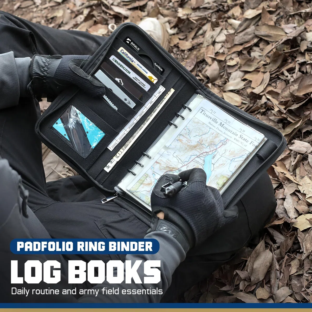 WYNEX Cuaderno TáCtico Padfolio Con 80 Hojas, Cuaderno Militar Militar, Carpeta TáCtica Con Cremallera Para Equipo TáCtico Y Organizador, Recargable, A5, 6 Anillas