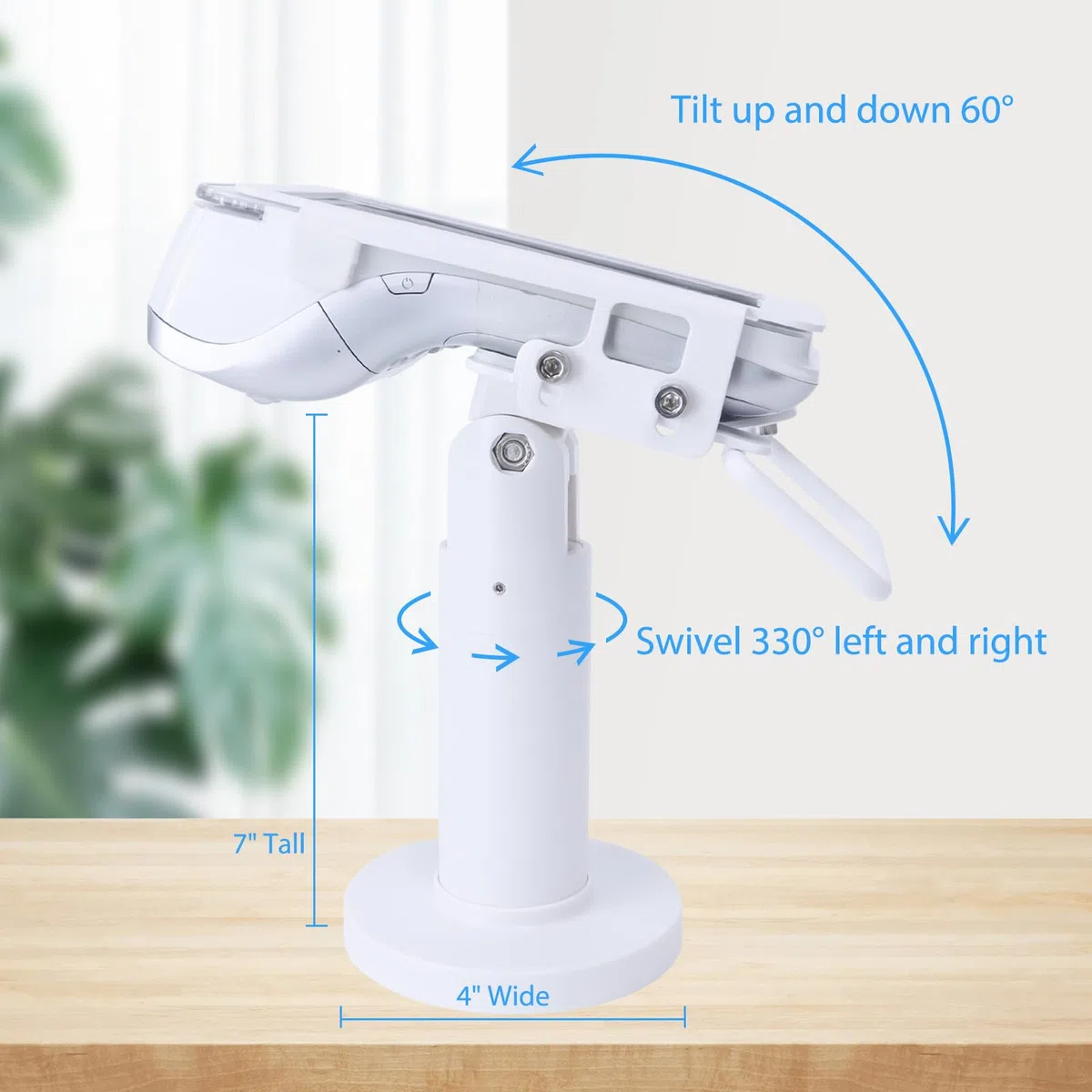 Soporte de terminal POS para Pax A920/A920 Pro, soporte de tarjeta de crédito, soporte de lector de tarjetas de crédito inclinable y giratorio de 7 pulgadas de alto, soporte de terminal de