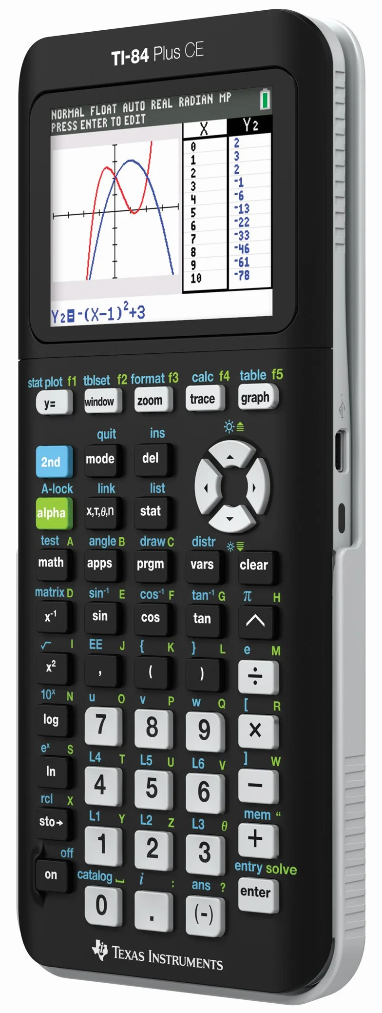 Texas Instruments - Calculadora gráfica TI-84 PLUS CE, color negro con embalaje abrefácil (84PLCE/PWB/2L1/A)
