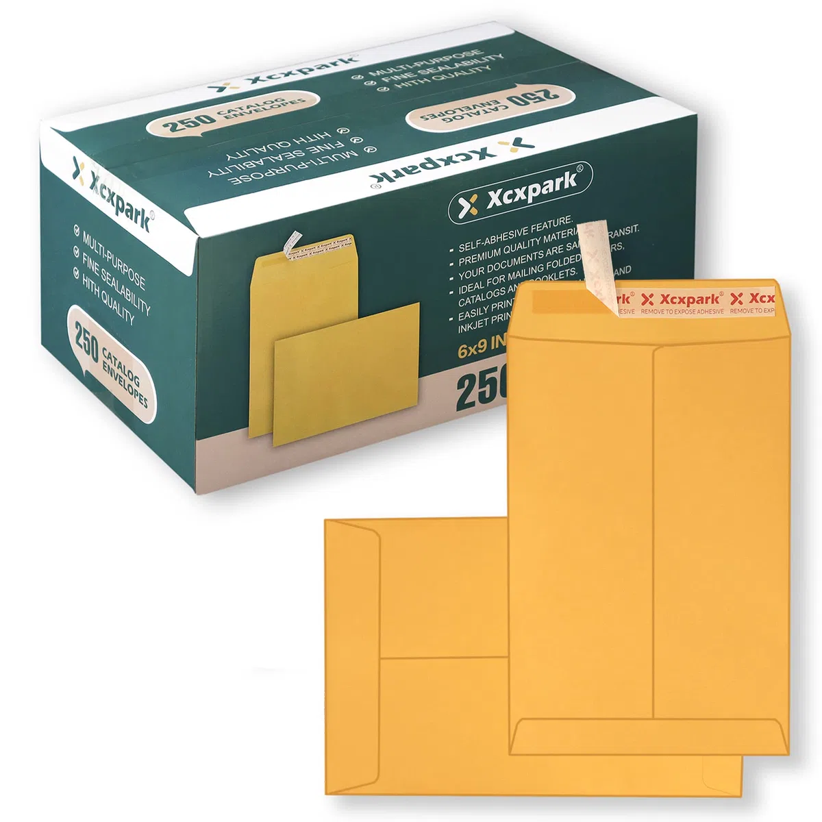 Xxcxpark Sobres de seguridad autoadhesivos de 6 x 9 pulgadas, 250 sobres pequeños de papel kraft marrón para cartas, correo, almacenamiento y organización (marrón)
