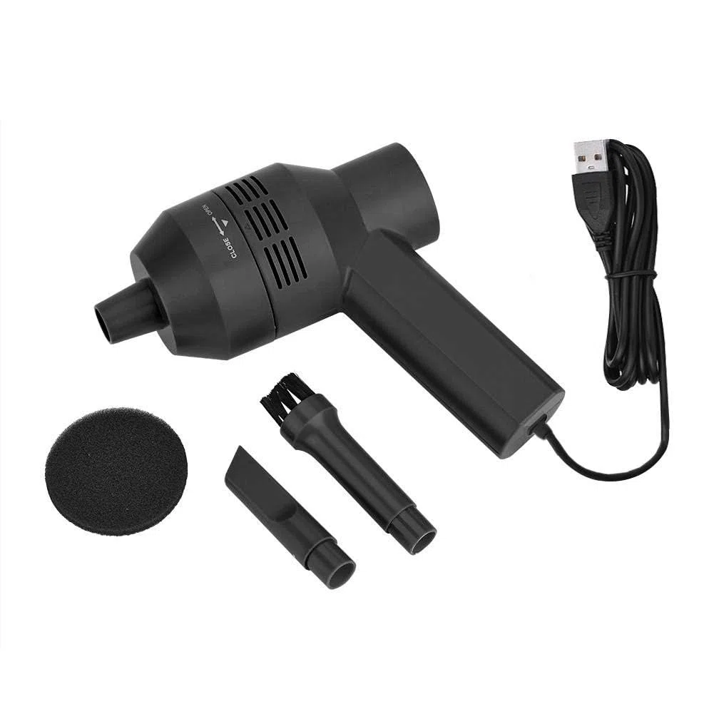 Mini Aspirador de Teclado USB de Mano, Kit de Aspireadora Recargable para Ordenador, Limpiador Eléctrica Portátil con Esponja para Teclados de PC, Aspiradora de Teclado para Limpiar Polvos(黑色)