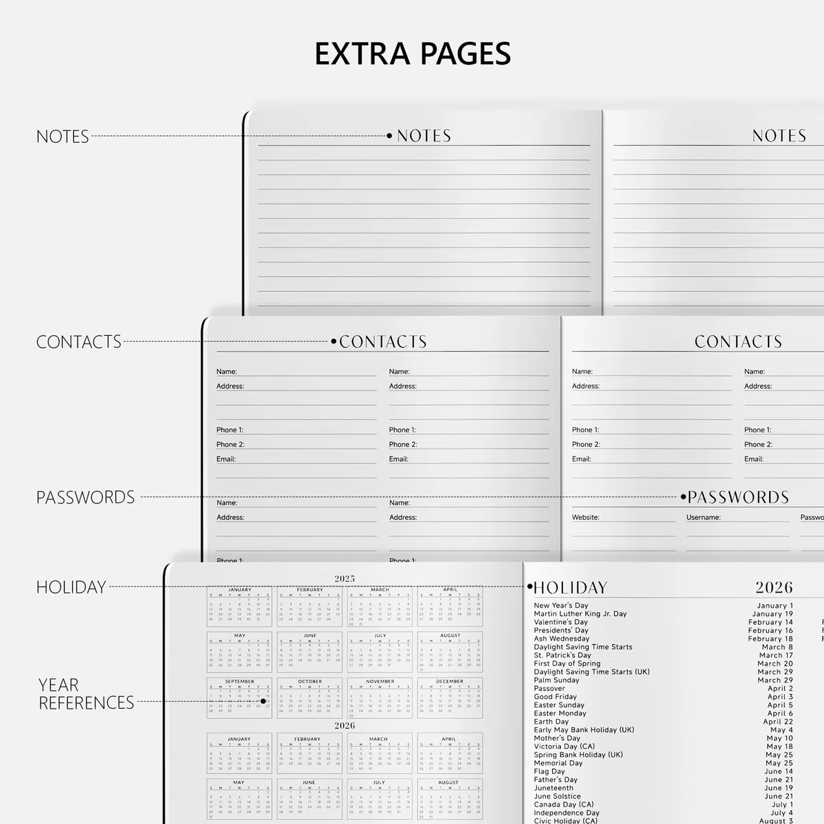 Jotsome - Agenda mensual 2026-2027, calendario de 18 meses de enero de 2026 a junio de 2027, 8.5 x 11 pulgadas, encuadernación de costura, cubierta suave, planificador personal mensual grande para