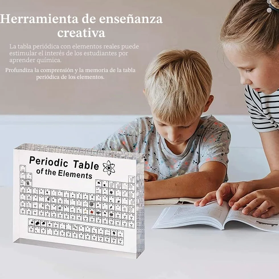 SnyBoo Tabla Periódica Con Elementos Reales - 83 Elementos en Acrílico - Regalo para Estudiantes y Químicos