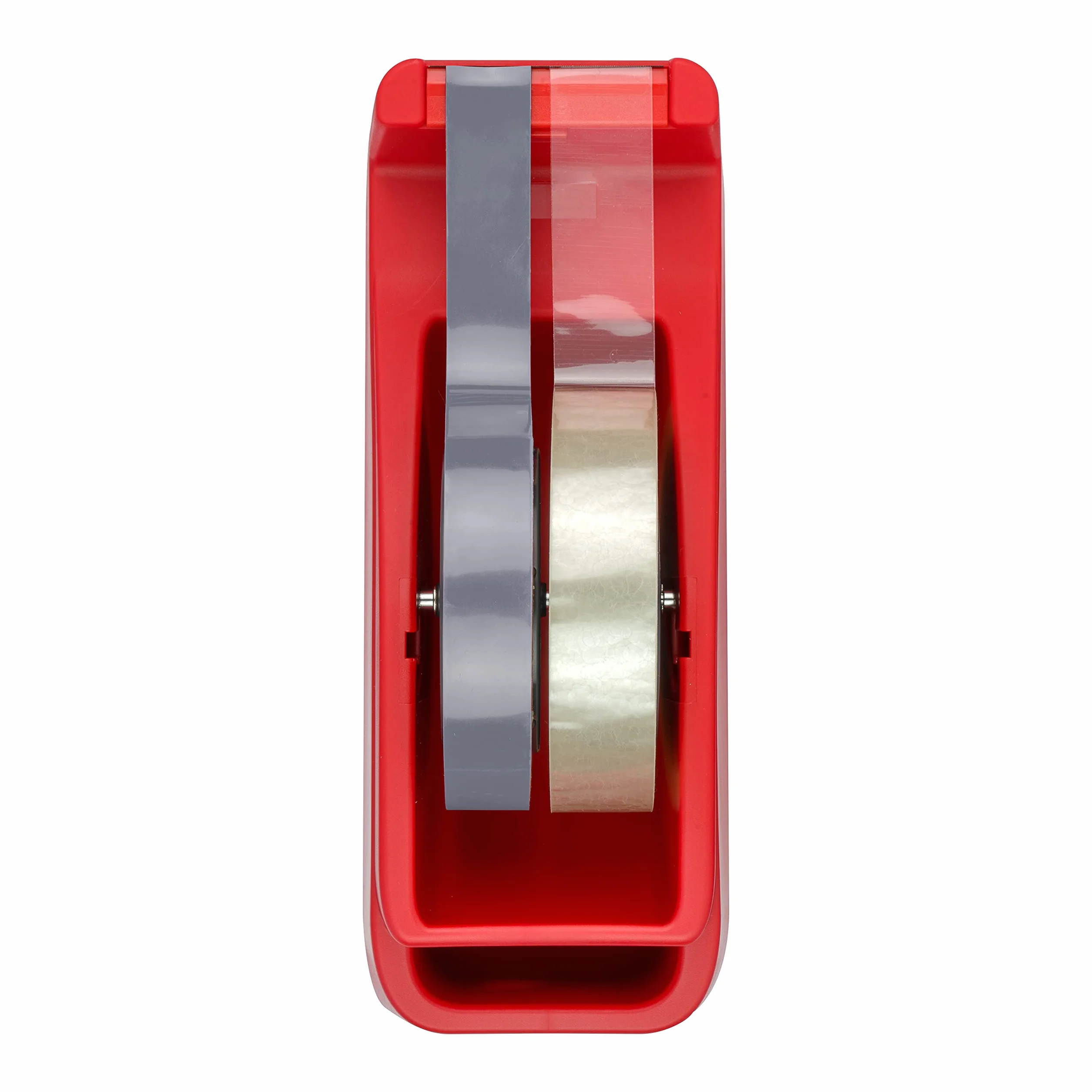 SAX Tape it Easy XXL Einhand Klebeband Abroller extra Schwer | für 1x 50mm Band oder 2x 25mm Band, Paketbandabroller mit Stiftehalter Funktion, rutschfest, inkl. doppelseitige Klinge