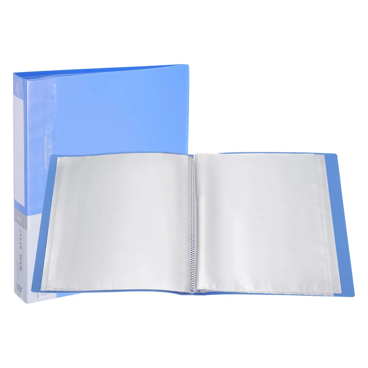 PATIKIL Carpeta de Archivador de 11.6 x 8.3 Pulgada, 4 Unidad, 60 Página, Libro de Presentación con Fundas de Plástico Transparente para Documentos y Obras de Arte, Azul Claro