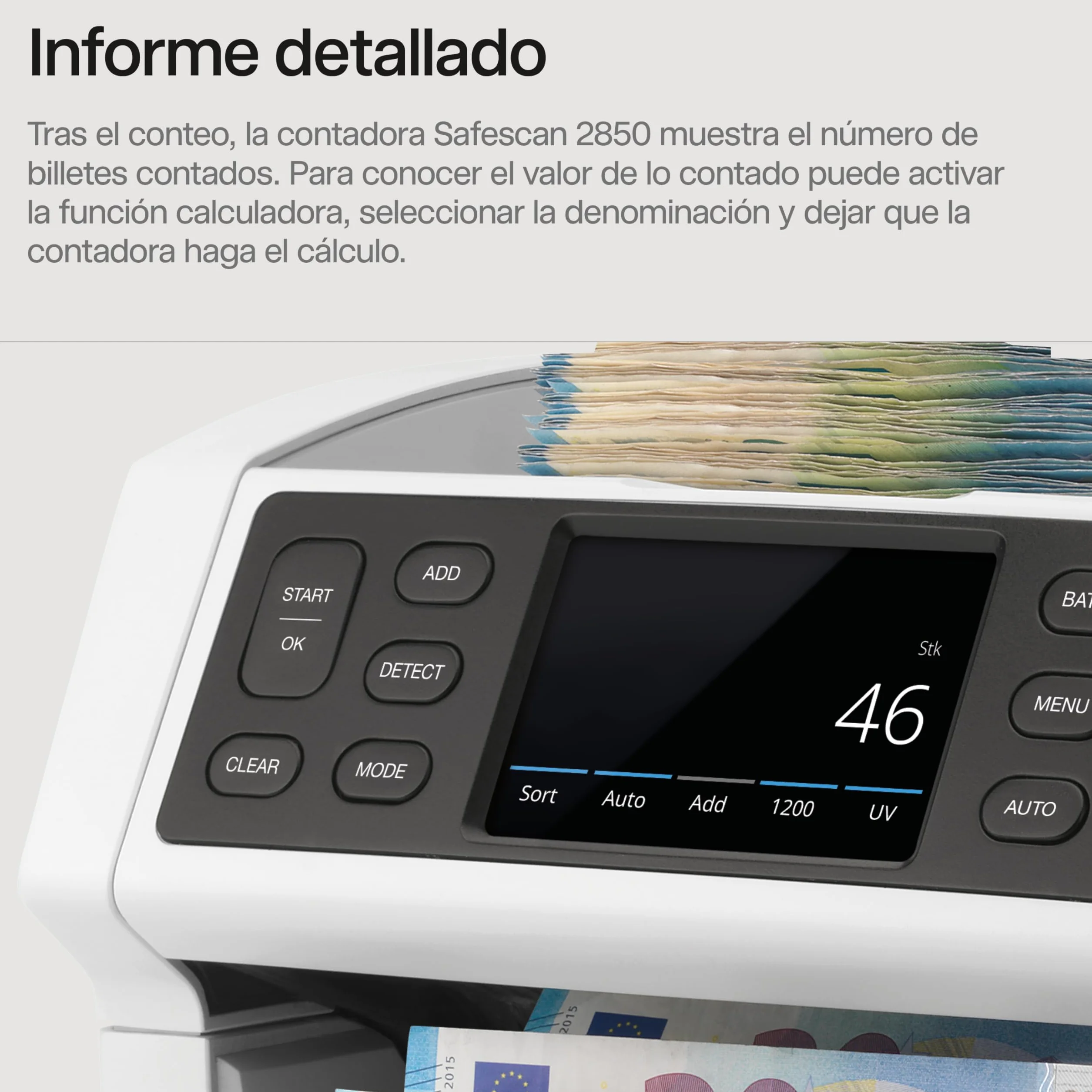 Safescan 2850 Contadora de billetes clasificados detectora de billetes falsos 3 puntos máquina contar billetes interfaz multilingüe