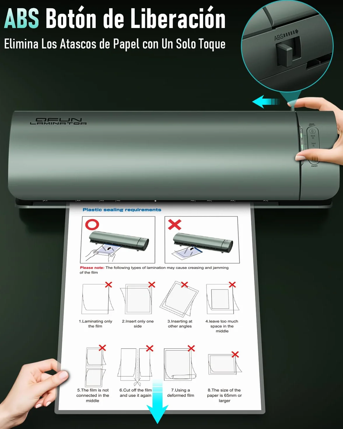 Plastificadora A3 Laminadora 9 en 1 Calentamiento Rápido Frío y Caliente con Guillotina