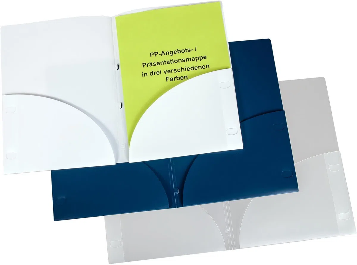 Carpeta de presentación de PP Incluye autoadhesivo bolsillo para tarjetas de visita, 10 unidades), varios colores, color azul