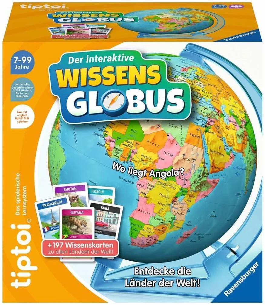 Ravensburger tiptoi Game 00107 - El Globo del Conocimiento Interactivo: Globo de Aprendizaje para niños de 7 años o más, Juguetes para niños y niñas, para 1 a 4 Jugadores