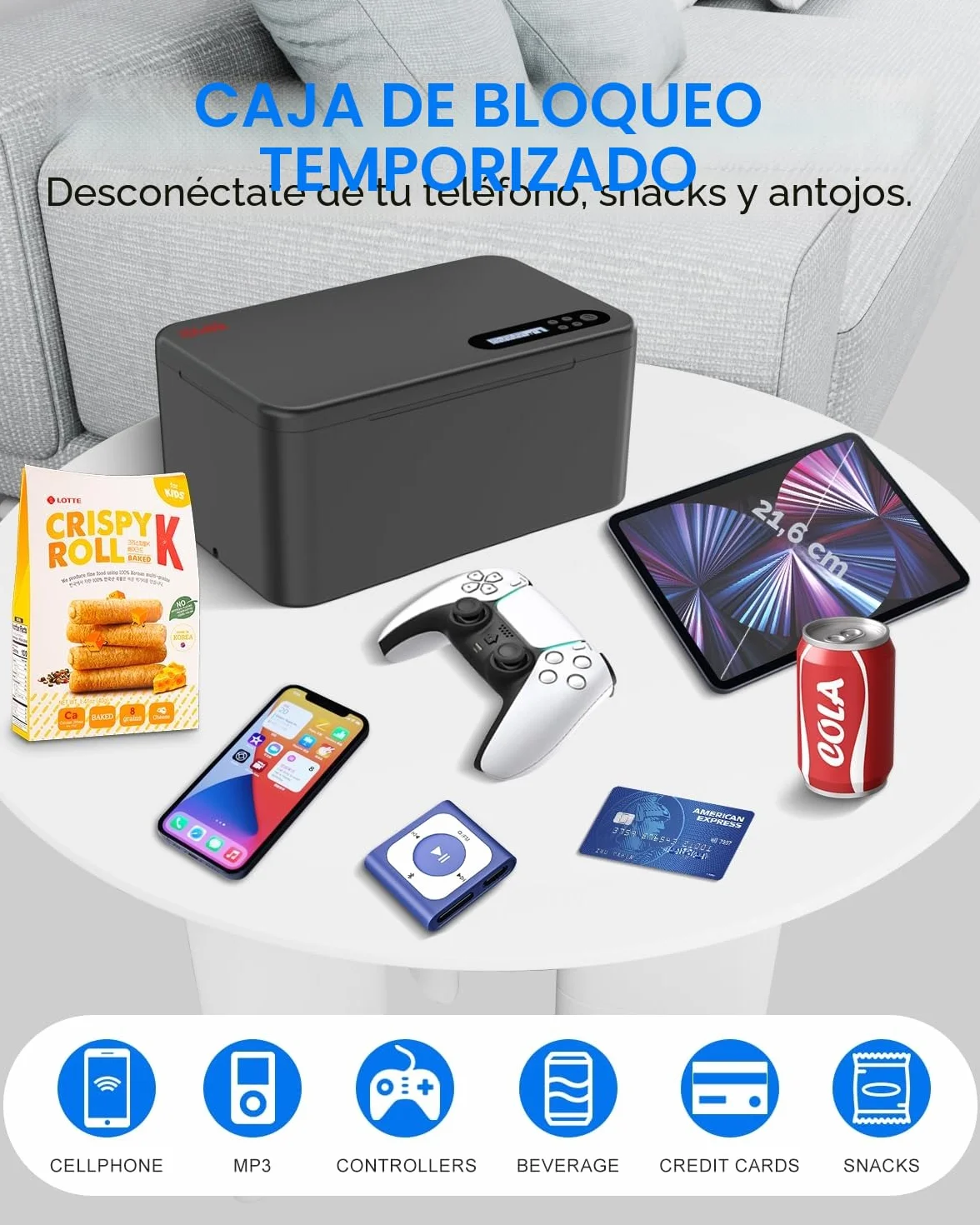 iDiskk Caja de Seguridad con Temporizador para Teléfonos - Negro