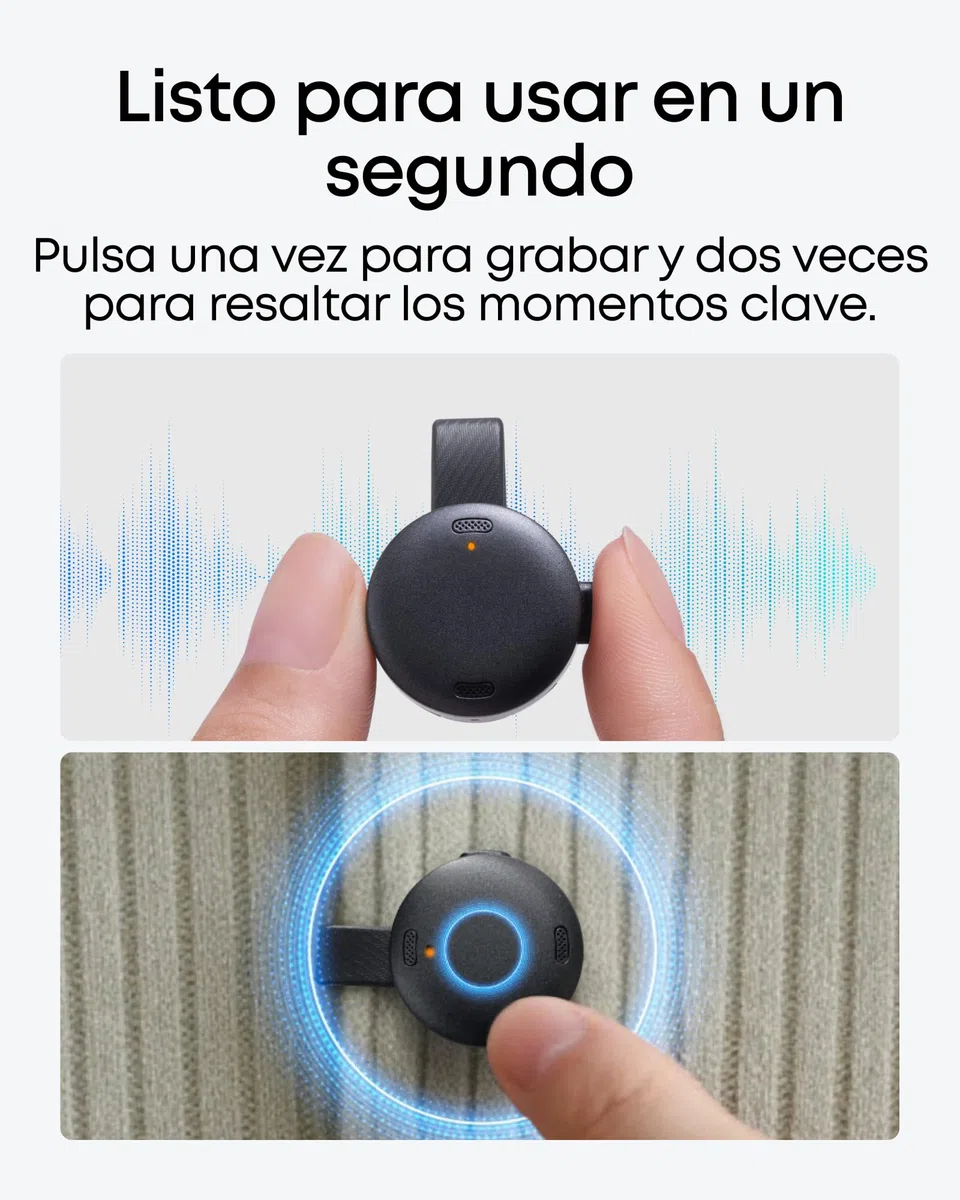 Soundcore Work AI Grabadora de Voz con Transcripción, 64 GB | Dispositivo para Tomar Notas, Resumen en App, 300 min/mes, Certificación MFi y más de 150 Idiomas