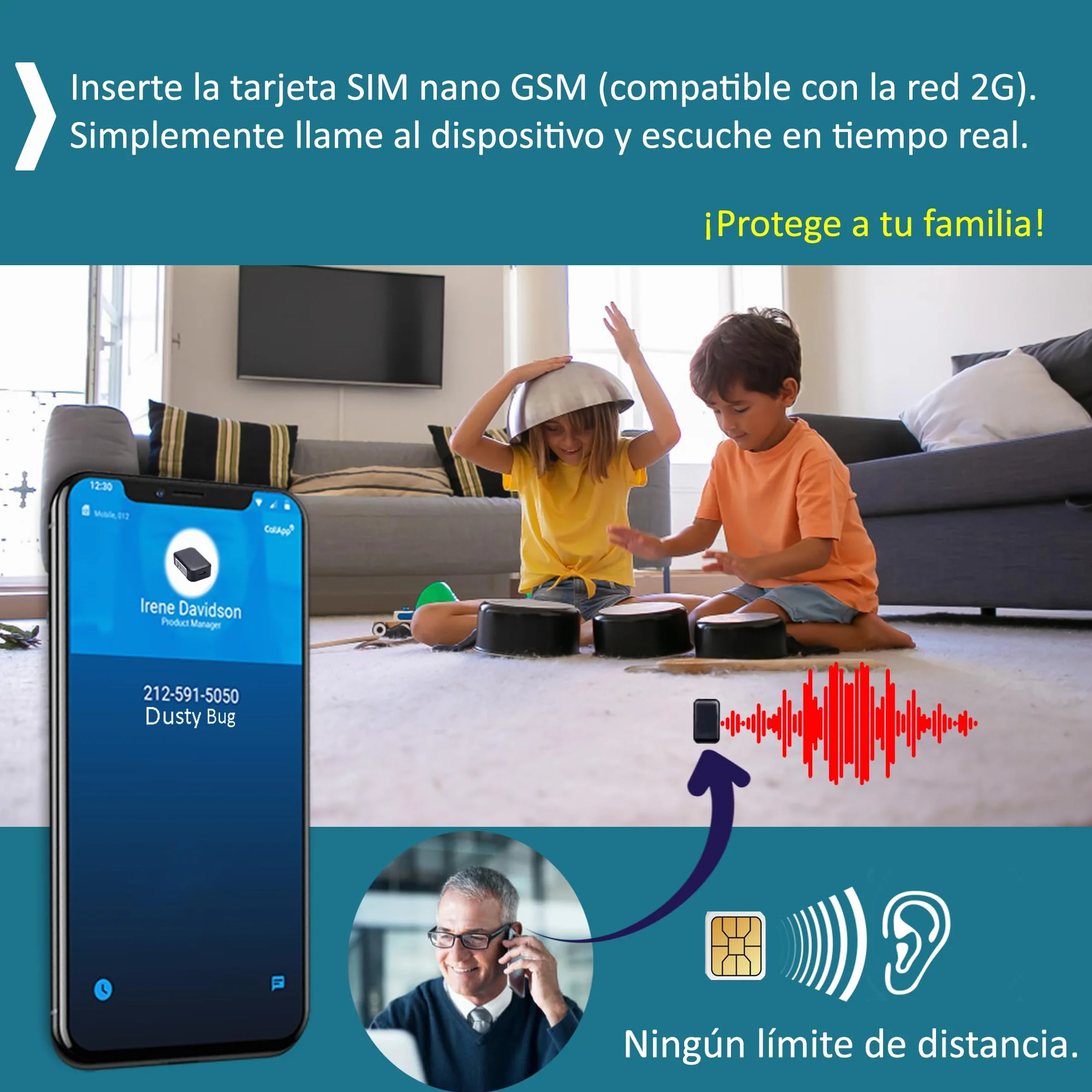 Grabadora de Voz Espía GSM en Tiempo Real con Mejora de Voz