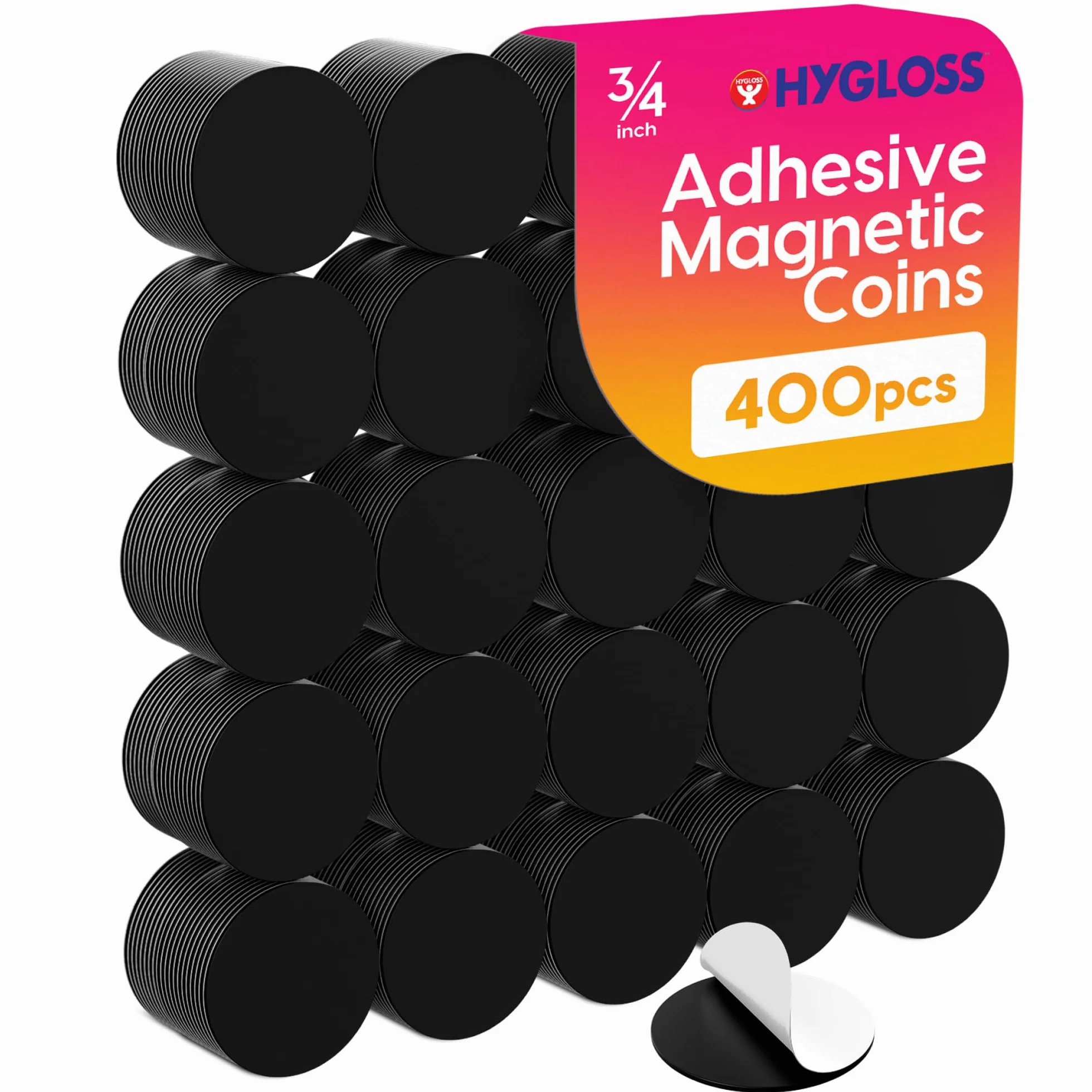 Hygloss Puntos magnéticos autoadhesivos 3/4 Pulgadas, círculos magnéticos, Paquete 400 Unidades