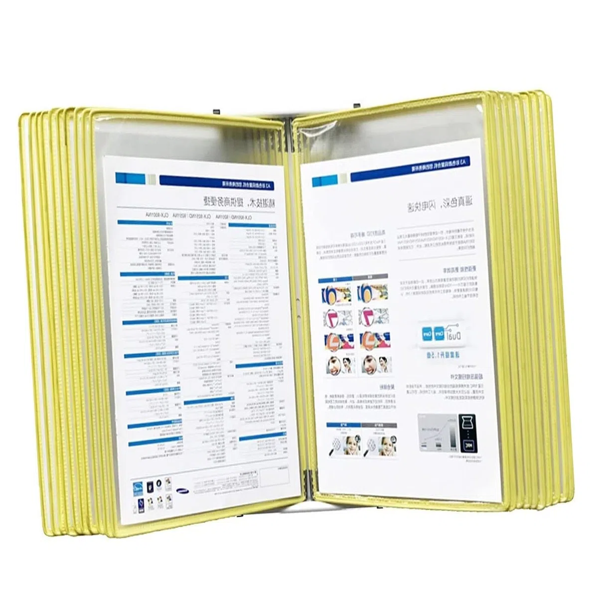 Soporte para archivos abatible de pared, carpeta de exhibición de 20 bolsillos para documentos A4/tamaño carta, oficina y hogar, diseño colorido para un fácil acceso y almacenamiento