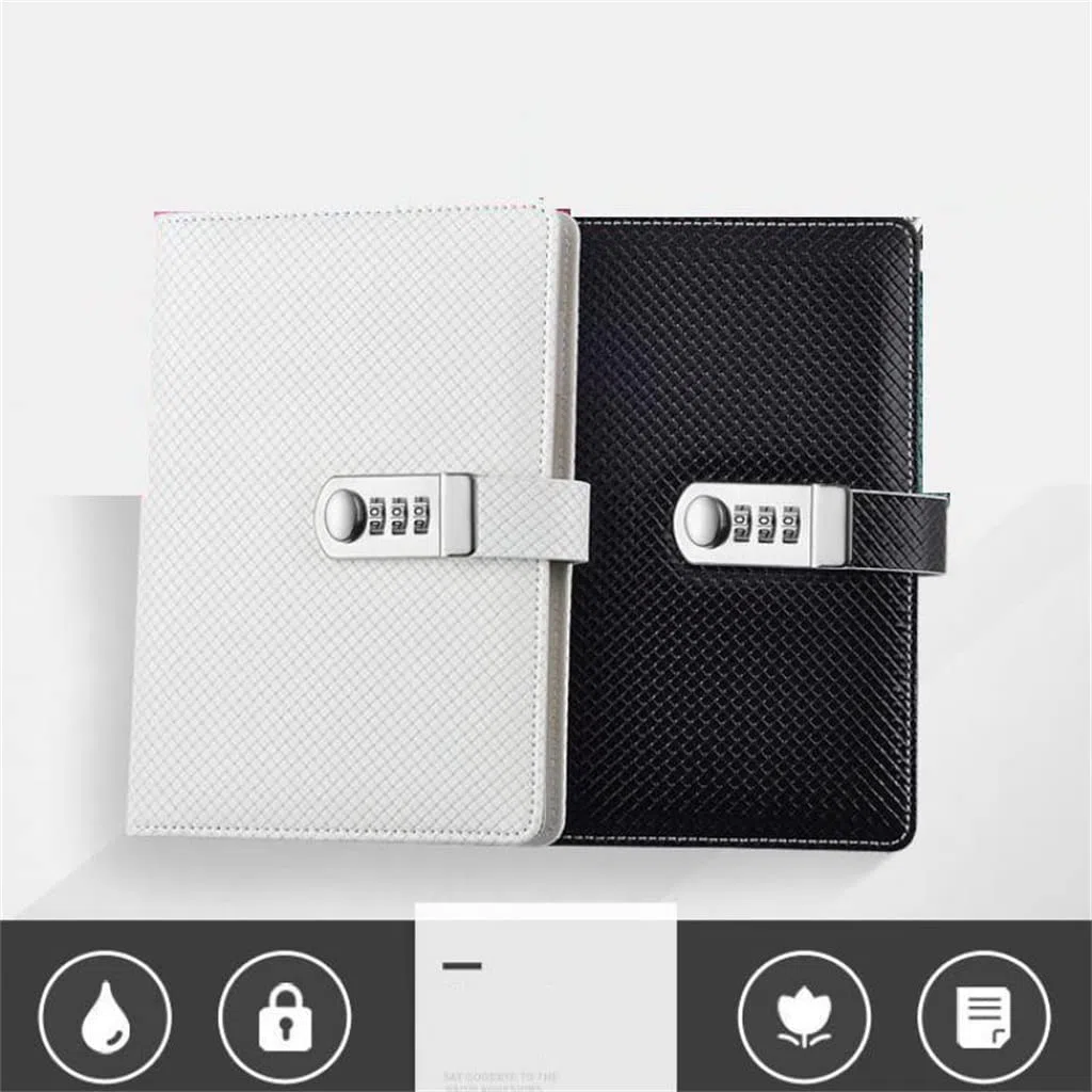 Cuadernos Planificador Contraseña Agenda Papelería Diario con Bloqueo Cuaderno para Material Escolar Oficina (Argento Talla ?nica)