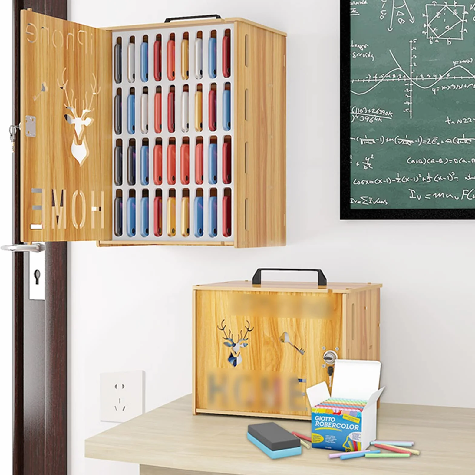 Gabinetes de Madera para Teléfono Móvil 16/36 bits con Llave Montados en la Pared