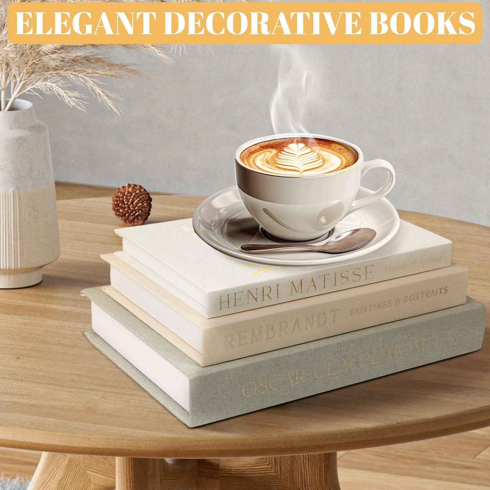 Conjunto de 3 Libros Decorativos Falsos, Caja de Almacenamiento de Lino para Estantería y Decoración del Hogar
