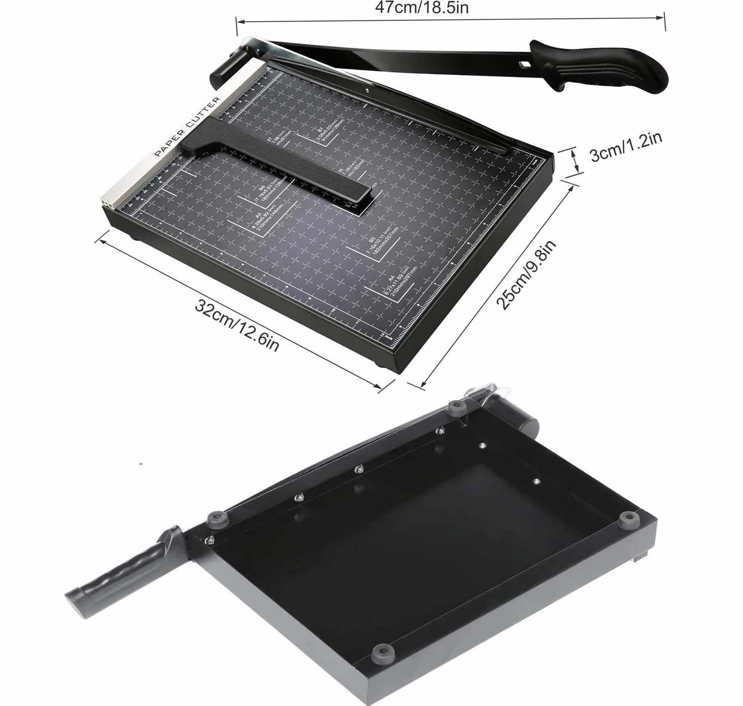 Guillotina de Papel A3 B4 A4,Cortador de Papel A4,32,5 x 25 x 3 cm,Seguridad Salvaguardar, Base de metal,negro(A4)
